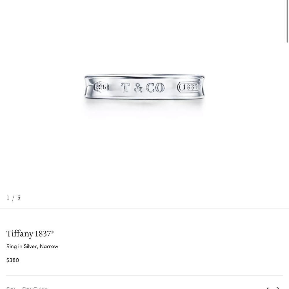 Tiffany & Co. Silver Narrow Band Ring size 6 - Picture 4 of 4